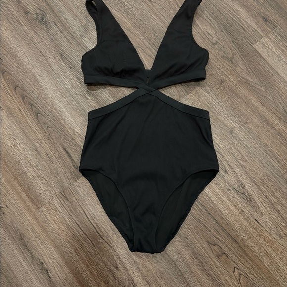 Aerie Black Swimsuit with Cutout Design Full Coverage - Picture 2 of 6
